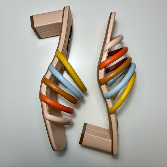 VICI NWOT Block Heel Sandals Multi Color Straps Nude Size 6.5 - Picture 3 of 5